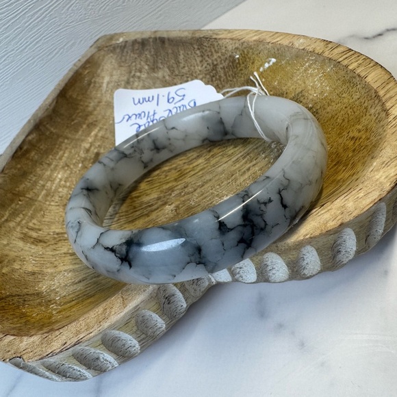 Hetian Jade Black Flower Bangle - 59.1mm - Picture 2 of 4